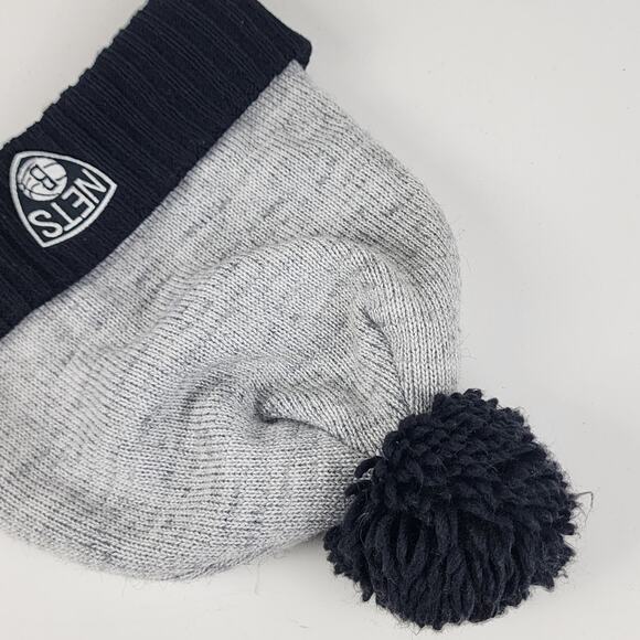 NBA Brooklyn Nets Mitchell & Ness Winter Ski Hat Cuffed Pom Beanie - Picture 6 of 10